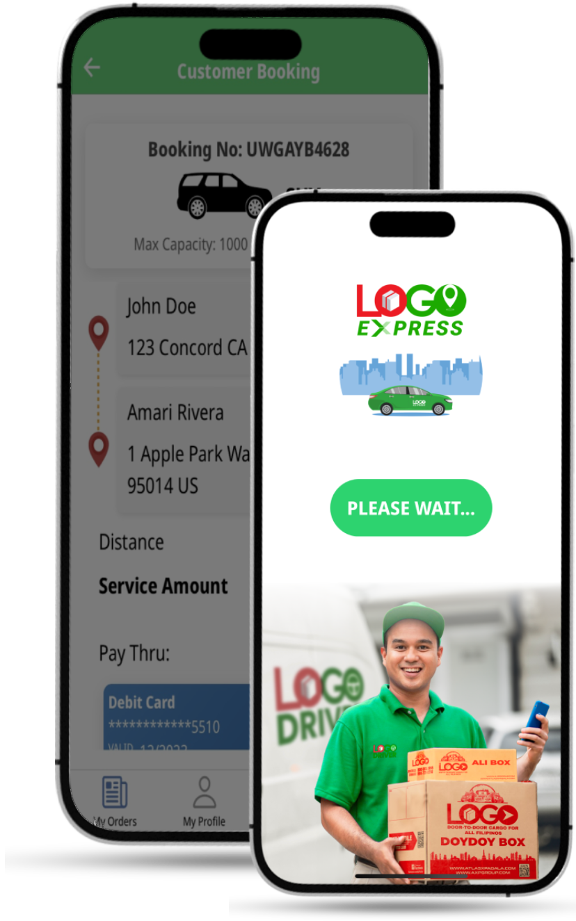 Two iPhones showing our mobile app